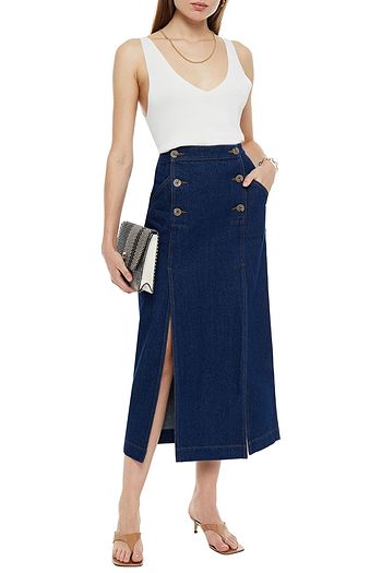 NANUSHKA Denim midi skirt