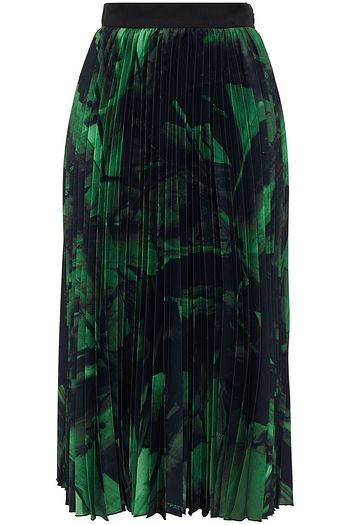 OFF-WHITE™ Pleated printed silk-crepe midi skirt