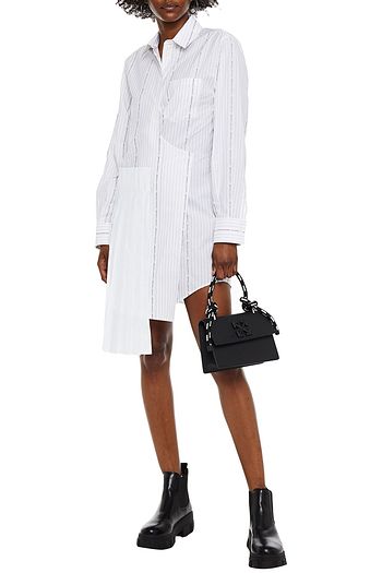 OFF-WHITE™ Paneled printed cotton-poplin mini shirt dress