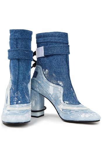 OFF-WHITE™ Embellished painted denim ankle boots
