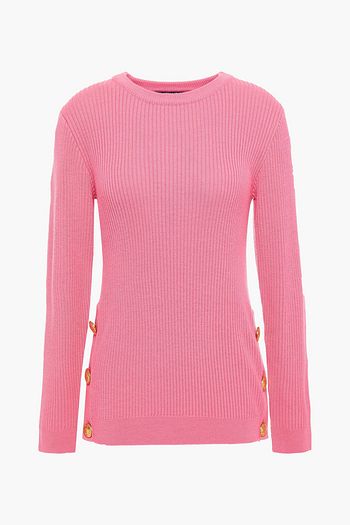 BOUTIQUE MOSCHINO Button-embellished ribbed wool-blend sweater