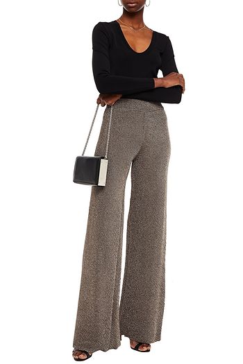 HERVÉ LÉGER Metallic stretch-knit wide-leg pants