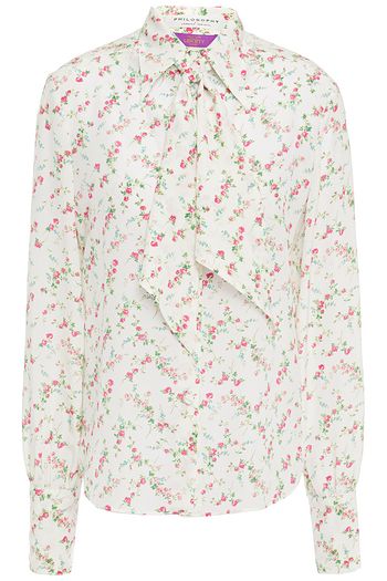 PHILOSOPHY DI LORENZO SERAFINI Pussy-bow floral-print silk crepe de chine shirt