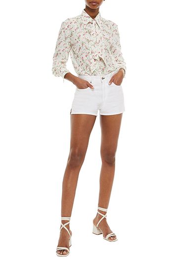 PHILOSOPHY DI LORENZO SERAFINI Pussy-bow floral-print silk crepe de chine shirt