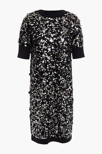 LOVE MOSCHINO Open-back sequined wool-blend mini dress
