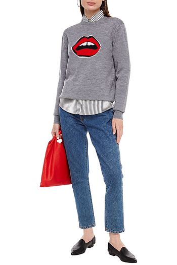 MARKUS LUPFER Mia Lip merino wool intarsia sweater
