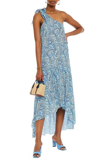 PALOMA BLUE Giselle one-shoulder printed crepe de chine midi dress
