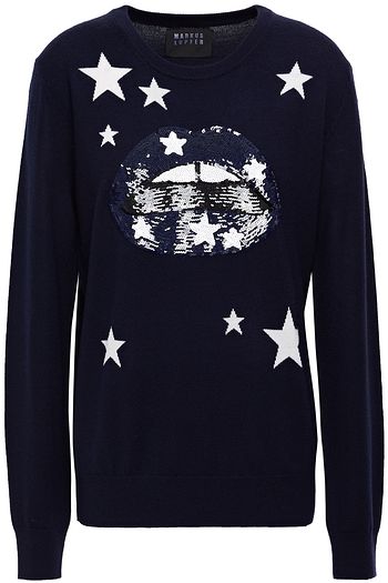 MARKUS LUPFER Emma Lip embellished merino wool sweater