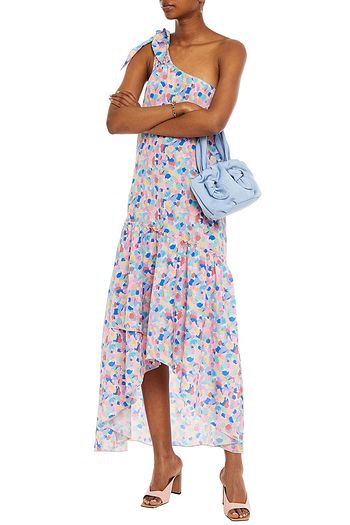 PALOMA BLUE Giselle one-shoulder printed crepe de chine midi dress