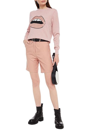 MARKUS LUPFER Mia Lara Lip embellished metallic cotton-blend sweater