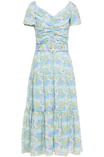 PALOMA BLUE Evie gathered floral-print crepe midi dress