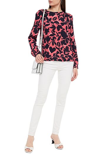MARKUS LUPFER Betty sequin-embellished printed crepe top