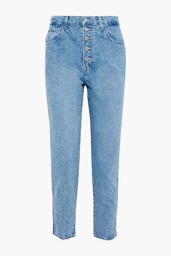 J BRAND Heather cropped high-rise straight-leg jeans
