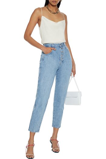 J BRAND Heather cropped high-rise straight-leg jeans