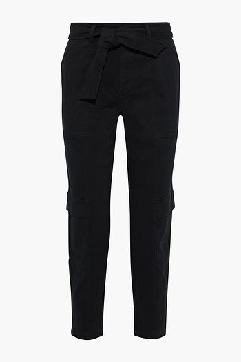J BRAND Athena cropped belted cotton-blend twill tapered pants