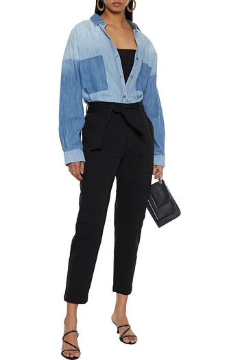 J BRAND Athena cropped belted cotton-blend twill tapered pants