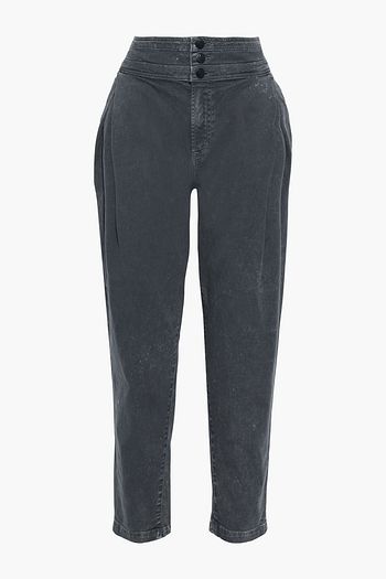 J BRAND Carey pleated acid-wash high-rise tapered jeans