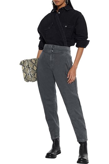 J BRAND Carey pleated acid-wash high-rise tapered jeans