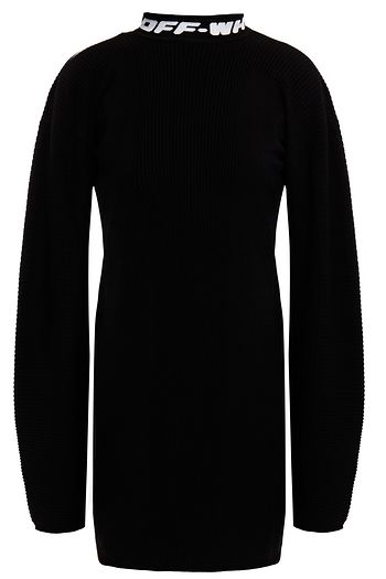 OFF-WHITE™ Jacquard-trimmed cutout ribbed-knit mini dress