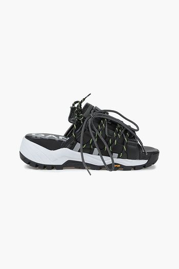 GANNI Livia leather and woven sandals