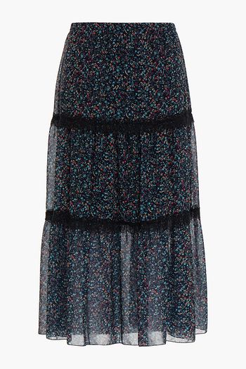 SEE BY CHLOÉ Gathered floral-print chiffon midi skirt