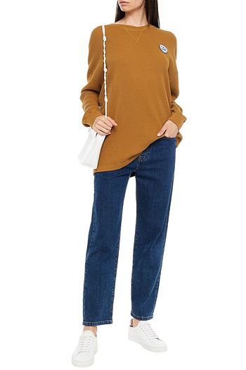 AMERICAN VINTAGE Appliquéd waffle-knit cotton sweatshirt