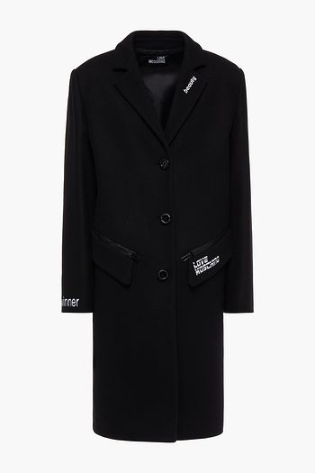 LOVE MOSCHINO Logo-embroidered wool-blend felt coat