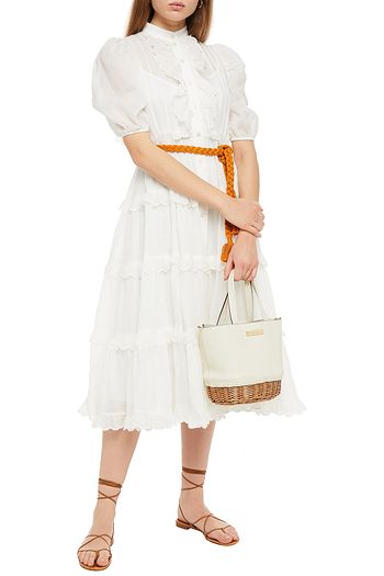 ZIMMERMANN Amelie gestuftes Midikleid aus Ramie-Gaze mit Gürtel