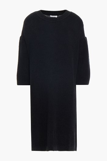 SEE BY CHLOÉ Gathered ribbed cotton and linen-blend mini dress