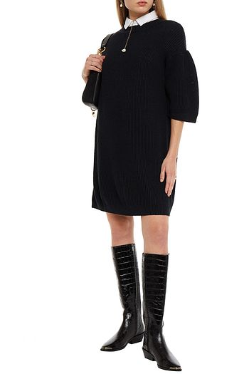 SEE BY CHLOÉ Gathered ribbed cotton and linen-blend mini dress
