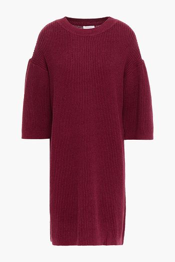 SEE BY CHLOÉ Gathered ribbed linen and cotton-blend mini dress