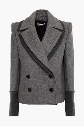 ALEXANDER MCQUEEN Double-breasted mélange wool and cashmere-blend blazer