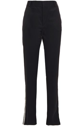 SAINT LAURENT Embroidered wool-twill straight-leg pants
