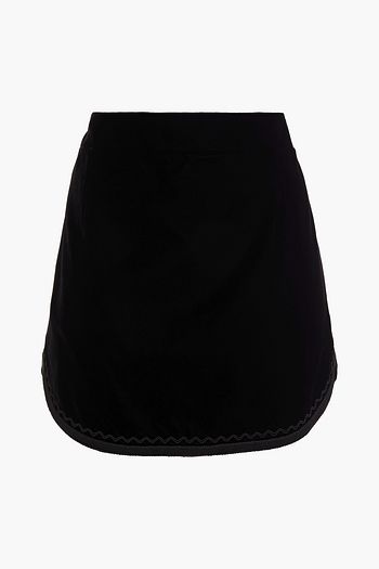 SAINT LAURENT Embroidered velvet mini skirt