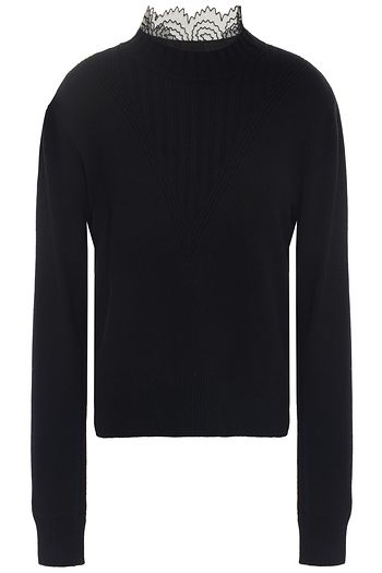 SEE BY CHLOÉ Embroidered tulle-trimmed knitted sweater