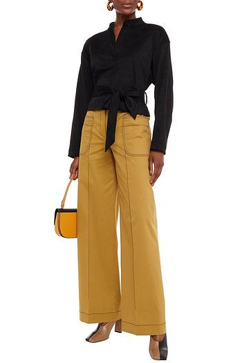 RODEBJER Yoko Bluse aus Stretch-Velourslederimitat mit Gürtel