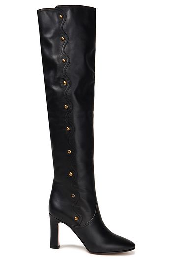 CHLOÉ Scalloped studded leather over-the-knee boots