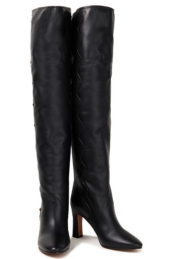 CHLOÉ Scalloped studded leather over-the-knee boots