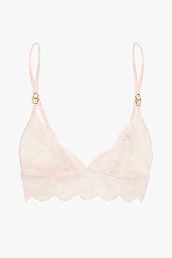 STELLA MCCARTNEY Clementine Glancing bügelloser Triangel-BH aus Stretch-Spitze mit Satinbesatz