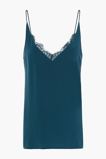 GINIA Lace-trimmed silk crepe de chine camisole