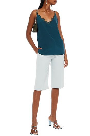 GINIA Lace-trimmed silk crepe de chine camisole