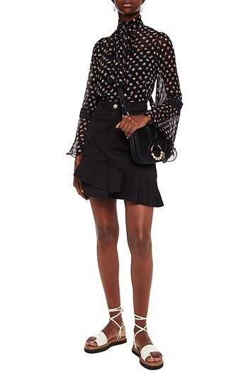 SEE BY CHLOÉ Ruffled cotton-blend twill mini skirt