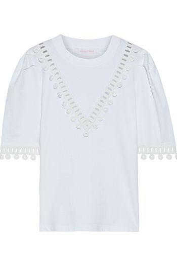 SEE BY CHLOÉ Crochet-trimmed cotton-jersey top