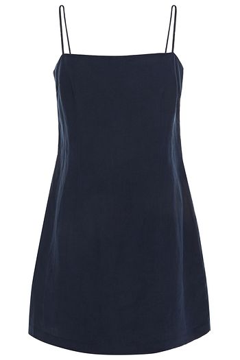 GINIA Linen and silk-blend mini dress