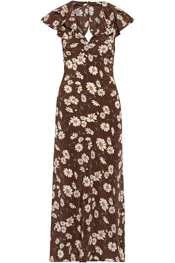 MICHAEL KORS COLLECTION オープンバック フローラルプリントシルククレープデシン ミディワンピース