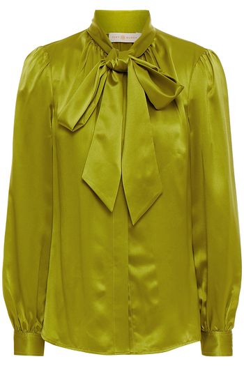 TORY BURCH Gerafftes Hemd aus Seidensatin mit Schluppe