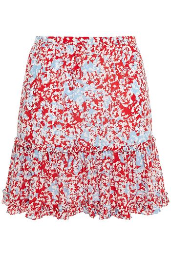 PALOMA BLUE Alexa ruffled floral-print crepe de chine mini skirt