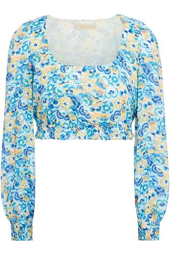 PALOMA BLUE Kira cropped floral-print woven top
