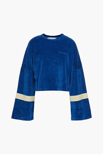 ÊTRE CÉCILE Embroidered striped cotton-chenille sweatshirt