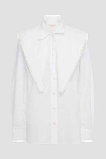 TORY BURCH Hemd aus Baumwollpopeline mit Häkelbesatz